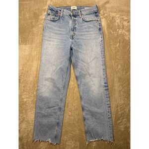 Citizens of Humanity Daphne Crop Checkmate Light Wash Size 28 Blue Raw Hem